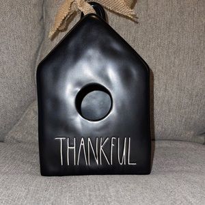 New Rae Dunn Black "THANKFUL" Birdhouse NWT Thanksgiving Fall Halloween Xmas